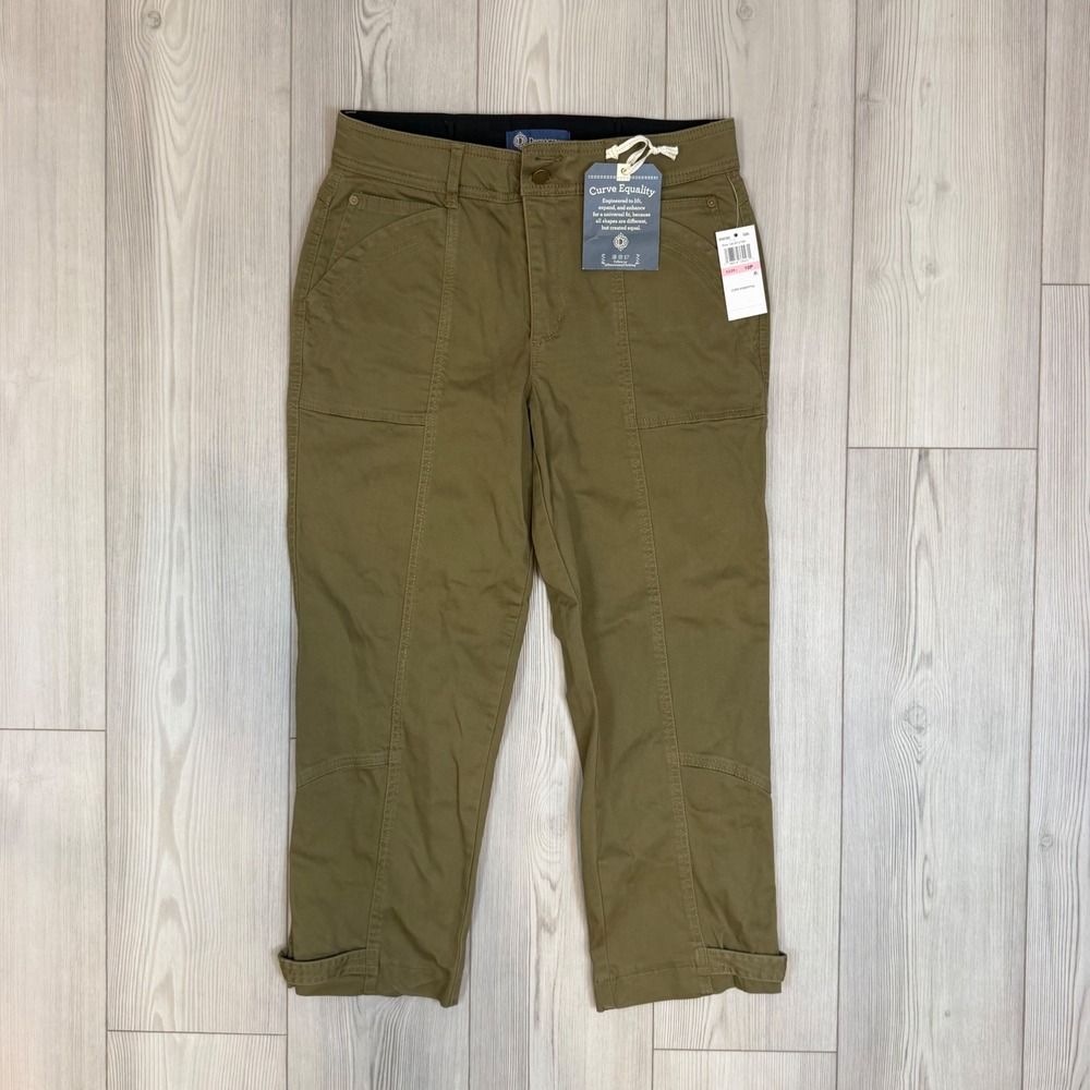 Democracy Absolution Utility Pants 10P Olive Green Cargo Crop Curve Equality NWT